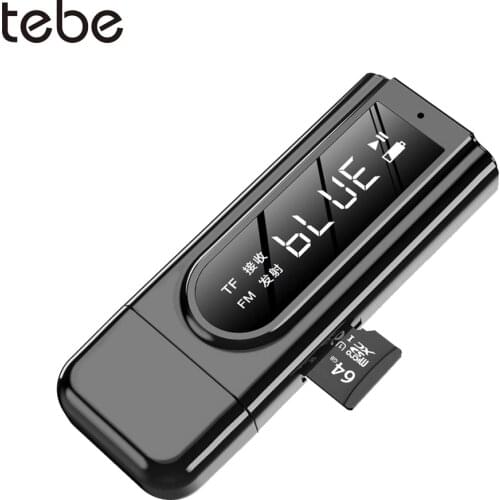 Tebe Bluetooth 5.0 Receiver Transmitter with TF Card Solt 3.5mm Aux FM 2 IN 1 Wireless Audio Adapter USB Dongle For PC Headphone