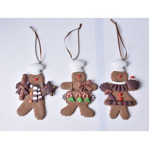 Christmas gift decoration Christmas tree pendant new gingerbread man decoration pendant Christmas clay pendant single