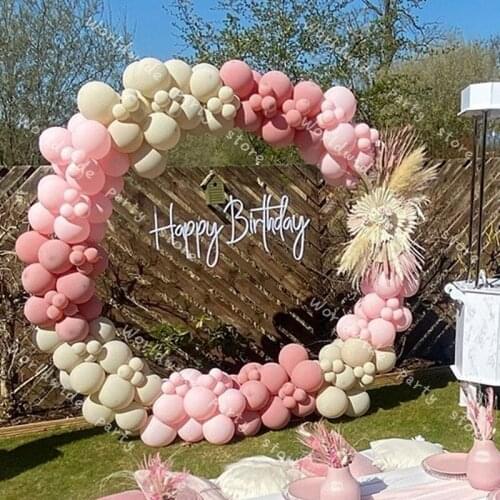 Baby Shower Pink Natural Sand Color 180pcs Retro Pink Balloon Garland Wedding Decoration Birthday Party Decor Ballon Arch Kit