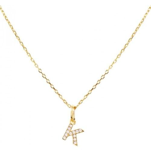 Argentum Concept- K Letter Gold Plated Silver Necklace-N158401
