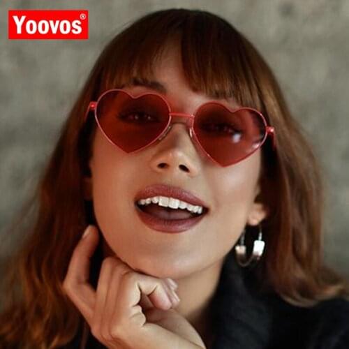 Yoovos New Arrivals Heart Sunglasses Women Mirror Vintage Eyeglasses Retro Metal Ocean Lens Fashion UV400 Oculos De Sol Feminino