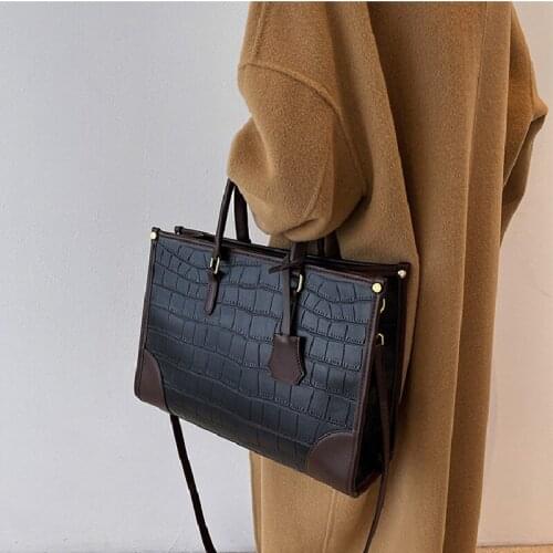 Women winter novelty elegant luxury black comutting top-handle handbag for female large capacity beige white OL shoulder bag