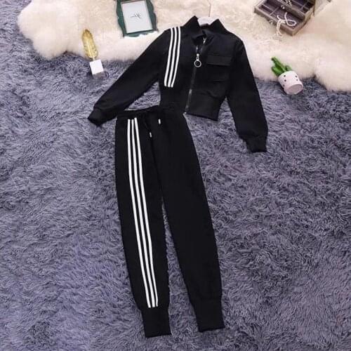 Womens Sports Suit Winter New Plus Velvet Casual Sports Suit Women 2020 Korean Fashion Slim Coat Trousers Two-piece Suit