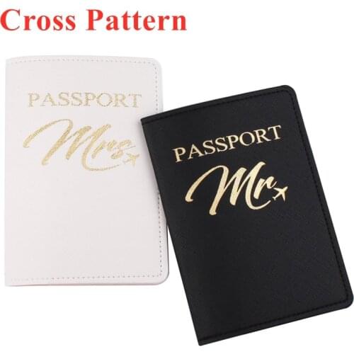 Zoukane Mr Mrs Lover Couple Cross Pattern Passport Cover Letter Women Men Travel Wedding Passport Cover Holder Travel Case CH27