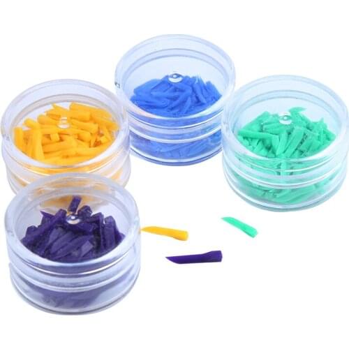 1 box Disposable Medical Dental Teeth Diastema Tooth Wedges Plastic Material Dentist Product for 4Size Yellow Green Blue Purple