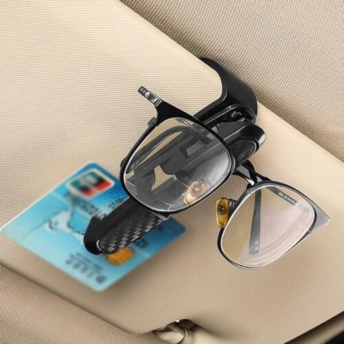 1pc Car Sun Visor Glasses Sunglasses Card Ticket Holder Clips Double Clip Design 180 Degree Rotation Universal for All Vehicles