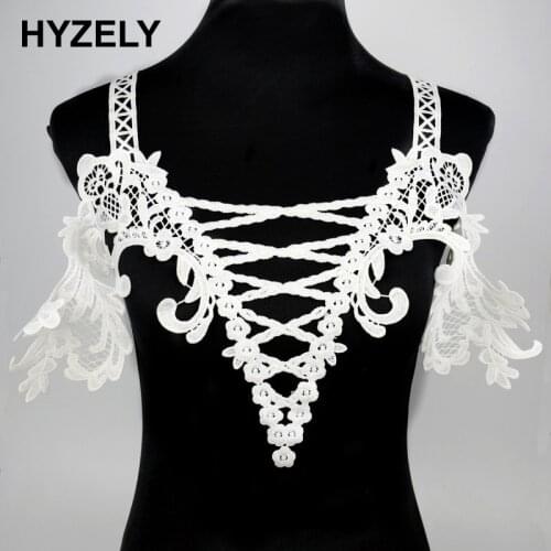 1pc White Hollow Out Lace Fabric Embroidery Tulle Neckline Flower Lace Fabric Sewing Accessories Patch Scrapbooking BW085