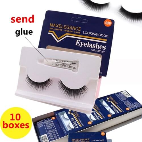 10 pairs eyelashes with glue wholesale faux mink false eyelashes hand made eyelash natural long 3d mink lashes makeup faux ci