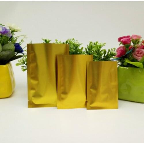 100pcs Matte aluminum gold flat pocket heat seal composite vacuum bags powder food candy gift packing bag