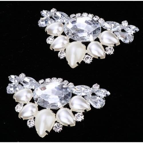 2x Bridal Wedding Shoes Decorative Diamante Flower High Heel Shoe Clips Charms Decor Faux Pearl Shoe Buckle shoe charm