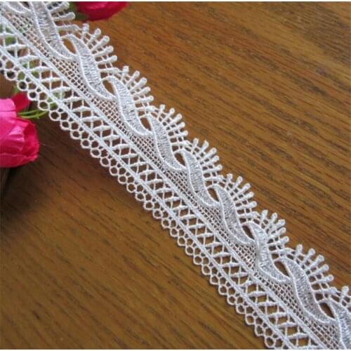 2 yards Soluble Polyester Fan-shaped Scallop Embroidered Lace Trim Ribbon Fabric Handmade DIY Sewing Supplies Craft Decoration