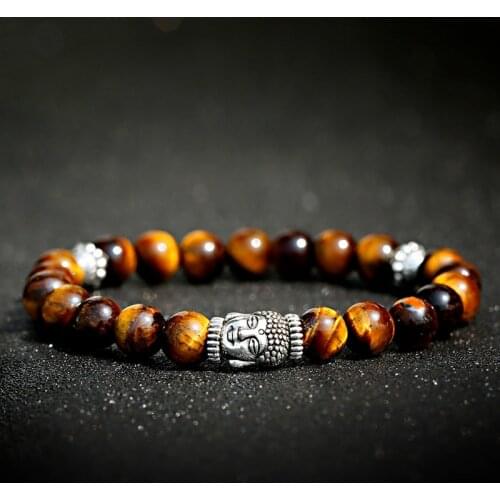2019 Charm Prayer Beads Buddha Bracelet Homme Women Tiger Eye Stone&Wood Beaded Bracelets Men Erkek Bileklik