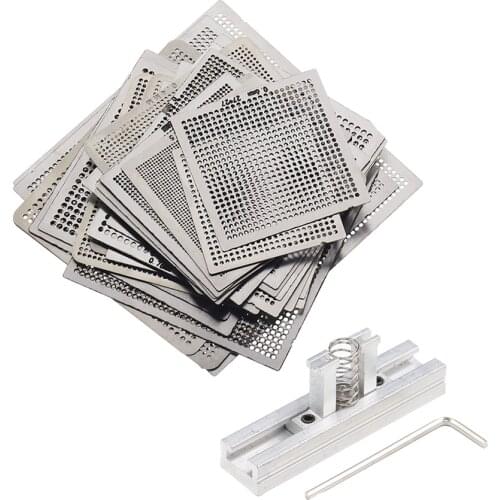 27pcs BGA Templates Sik tin Fixture Tin solder ball Soldering Tools BGA Reballing Station Jig Kit