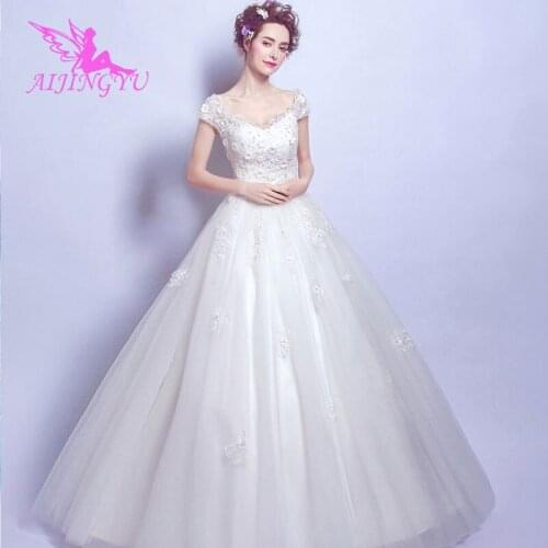 AIJINGYU 2021 2020 wholesale Customized new hot selling cheap ball gown lace up back formal bride dresses wedding dress TJ218