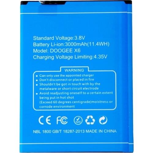New DOOGEE X6 3000mAh Battery For Doogee X6 Pro cell phone