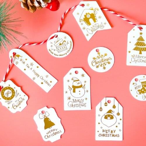 Assorted Christmas Gift Tags Santa Claus Tree Kraft Paper Cards Xmas Party Candy Cookie Packaging Hang Tag DIY Price Labels