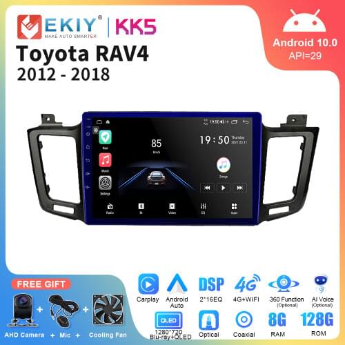 EKIY Android 10 Smart Car Radio For Toyota RAV4 2012-2017 QLED 1280*720P Multimedia Player Stereo Auto GPS Navigation CarPlay