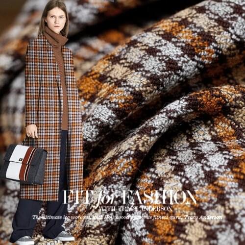 White waxberry Plaid Yarn Dyed Tweed Wool Garment Materials Autumn dress jacket Diy clothes fabrics Freeshipping
