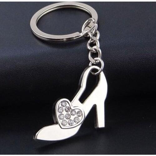 FREE shipping New Hot Novelty Cinderella High Heel Keychains Metal Crystal Shoe Keyrings key chain keyring