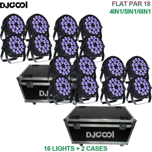 Free Duty Case 16pcs/lot 18x15W LED Par Light RGBWAUV 6in1/RGBWA/RGBW Par Light Stage Wall Wash Lights DJ Strobe Light DMX512