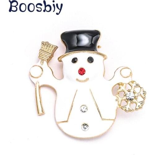 Boosbiy Christmas New Year Snowman Brooch Hat Antique Fashion Scarf Corsage Jewelry Gifts Pins Exquisite Brooches