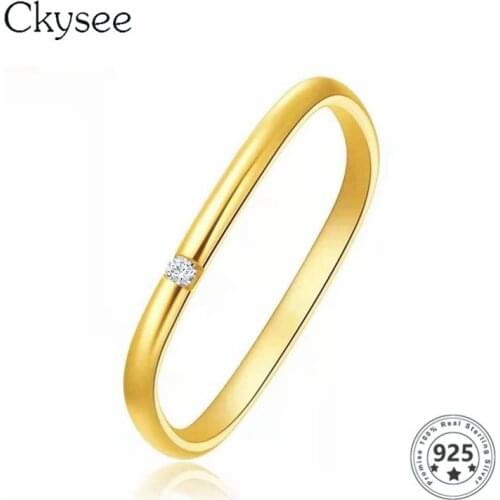 Ckysee 925 Sterling Silver Women Girl Geometric Simplicity Zircon Square Fine Ring 2020 Trend Fashion