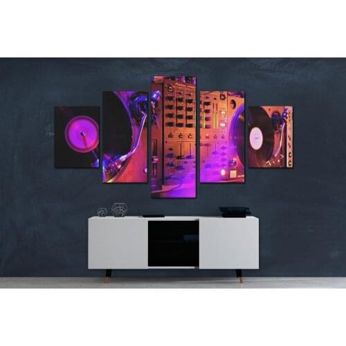 DJ nightclub bar canvas print posters 5 piece of canvas art music bar ballroom modern wall