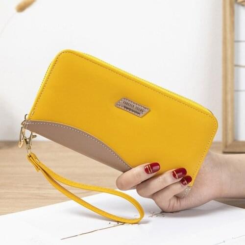 Candy Color PU Leather Long Women Wallet High Quality Stitching Change Purse Card Holder Bags Cell Phone Zipper Wallet