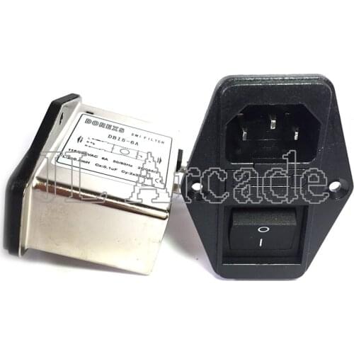 DOREXS DBI5-10A Single Phase Power EMI filter AC 115V/250V 6A 50/60HZ arcade cabinet machine parts