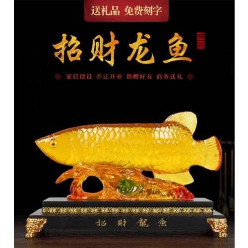 Good luck FENG SHUI ART statue # HOME OFFICE company SHOP TOP Good Efficacious Talisman Money Drawing LUCKY Arowana Golden Fish