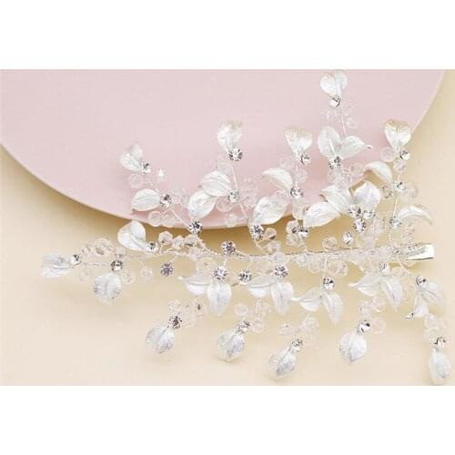 Jonnafe Silver Color Bridal Hair Clip Ornament Handmade Leaf Wedding Headpiece Women Hair Jewelry Accessories