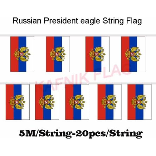 KAFNIK,5 meters 20 faces 14*21CM Russian President eagle String Flag Banner Bar For Party Decoration/World Event Carnival Decor