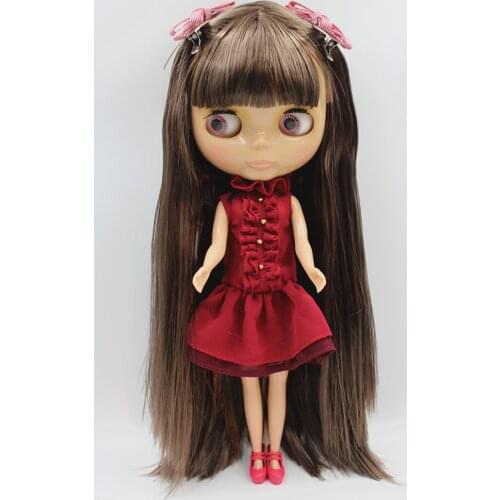 Blygirl Doll brown bangs hair Blyth Doll body Fashion Can refit makeup Fashion doll Wheat muscle
