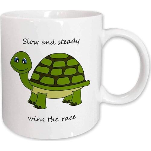 Slow and Steady Wins The Race Turtle Mug, 11-Ounce, Green