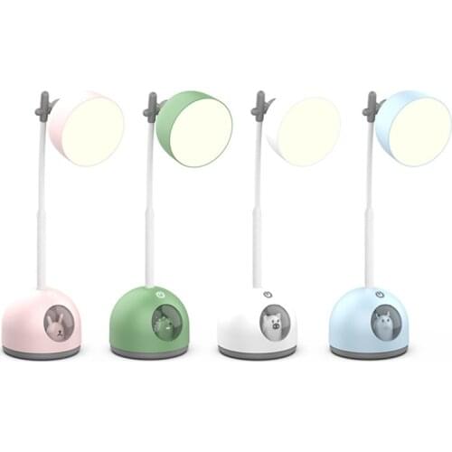 Cartoon LED Desk Lamp Eye-caring Table Lamps, Dimmable Office Lamp with USB Charging Port, Touch Control, 3 Color Modes