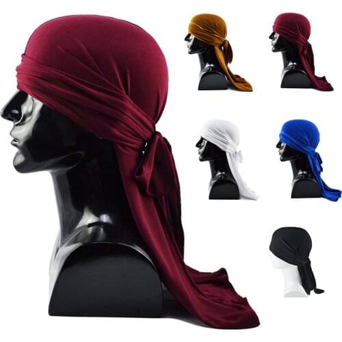 Mens Durags Hiphop Bandana Pirate Cap Du Doo Rag Elastic Headbands Biker Turban Headwear Women Hair Accessories Spandex Durag