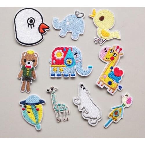 Elephant Embroidery Patch Iron On Patches Embroidered Clothes Cute Animal Patchs Appliques For Clothing Stickers CX181-190