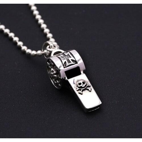 Wholesale S925 Sterling Silver Jewelry Retro Thai Silver Men And Women Models Japanese And Korean Fashion Skull Whistle Pendant