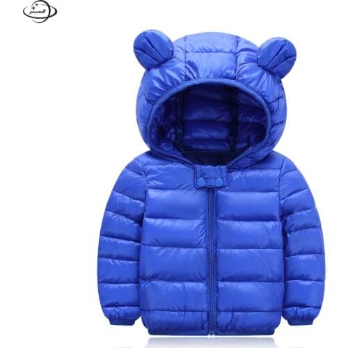2-9y Kids Parkas Jacket Baby Winter Boys And Girls Coats Zipper Solid Hooded Light Soft Childrens Outerwear Top Clothes H35