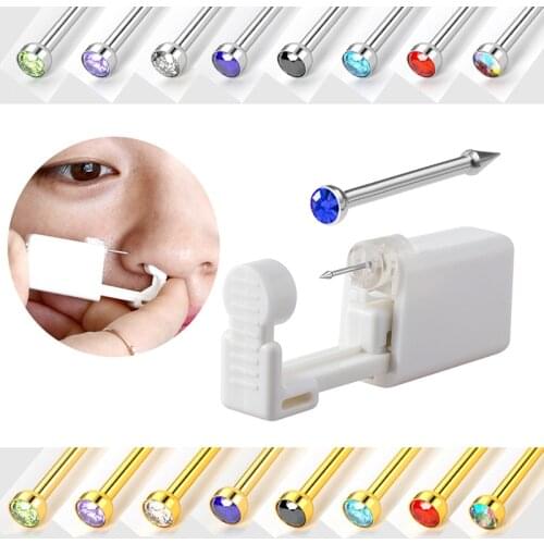 1 Unit Disposable Nose Piercing Gun Set Safe Sterile for Gem Nose Stud Tool Earring Professional Machine Kit Nariz Body Jewelry