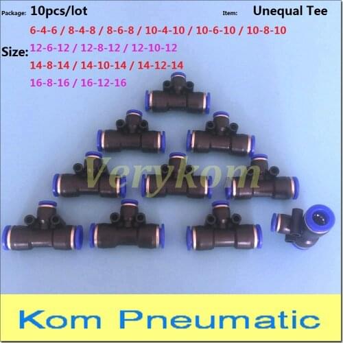 Pneumatic Reducing Quick Connector 12MM 10MM 8MM 4MM 6MM Unequal Union Tee Joint Tube Hose Air Fitting Coupler PEG 8-4 8-6 6-4