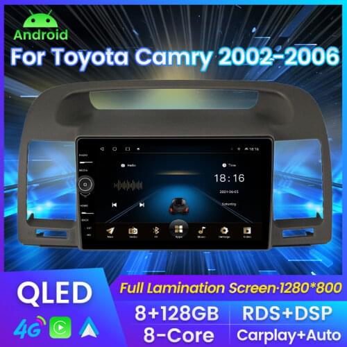 QLED RDS Octa Core 6G 128G DSP IPS Car Multimedia for Toyota Camry V30 2002 2003 2004 2005 2006 Android Navigation Car Radio