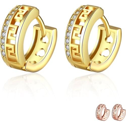 ZEMIOR Fashion Hollow Out Round Hoop Earrings For Women Single Row Cubic Zirconia Gold Color Earring Anniversary Female Jewelry