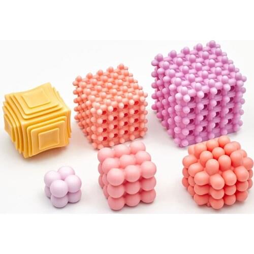Creative 3D Cube Soy Wax Candle Silicone Mold DIY Soy Aroma Wax Soap Mold Candle Crafts Homemade Plaster Decoration Candles Mold