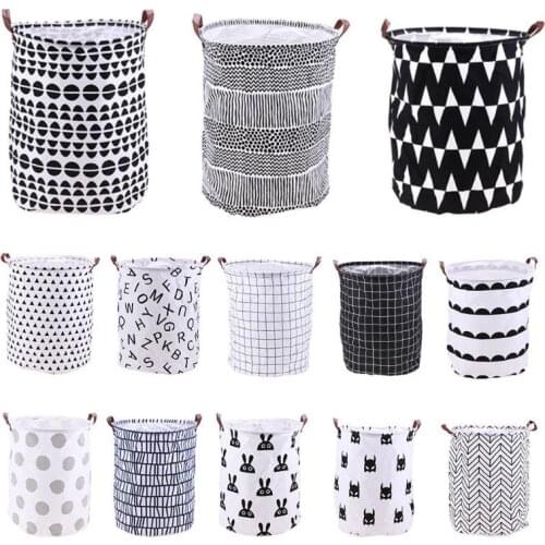 Folding Laundry Basket Round Storage Bin Bag Clothes Kids Toy Organizer Basket Bucket Home Organizer Large Capacity