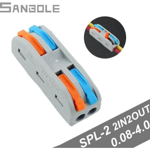 SPL-2 Fast Docking Terminal Block Two In Two Out 0.08-4.0 Square Multi-Function Universal Wire Connector Dual Row Condutor