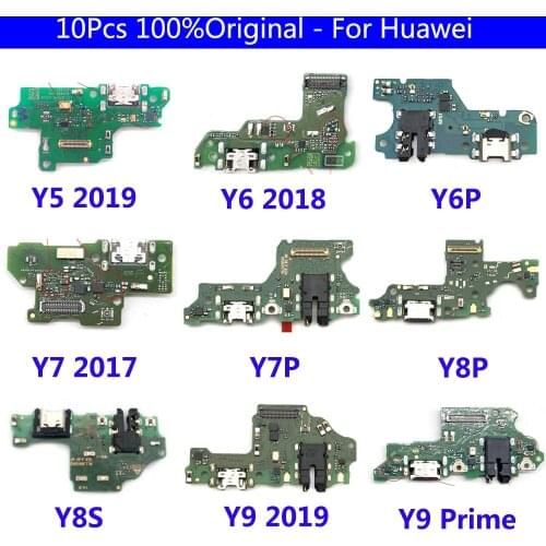 10Pcs/Lot 100% Original Charging Port Board Parts Flex Cable For HuaWei Y9 Y7 Y6 Pro Y5 Prime 2017 2018 2019 Y9S Y6S Y8S Y8P Y7P