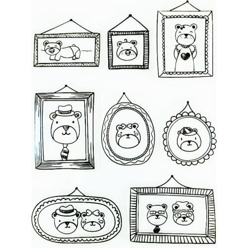 YLCS237Bear Wall Photo Silicone Clear Stamps For Scrapbook DIY Album Paper Card Decoration Embossing Folder Rubber Stamp 11*16cm