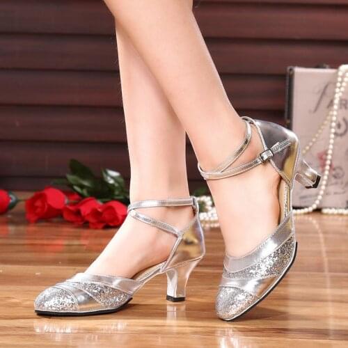 Adult Latin Dance Shoes For Women Sequins New Hoes Woman Sneaker Ladies Square Dance Shoes Sports Sandals Ballroom Dancing