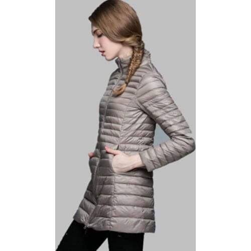 Woman Coat 90% White Duck Down Long Jacket Female Overcoat Ultra Light Slim Solid Jackets Winter Coat Portable Fashion Parkas